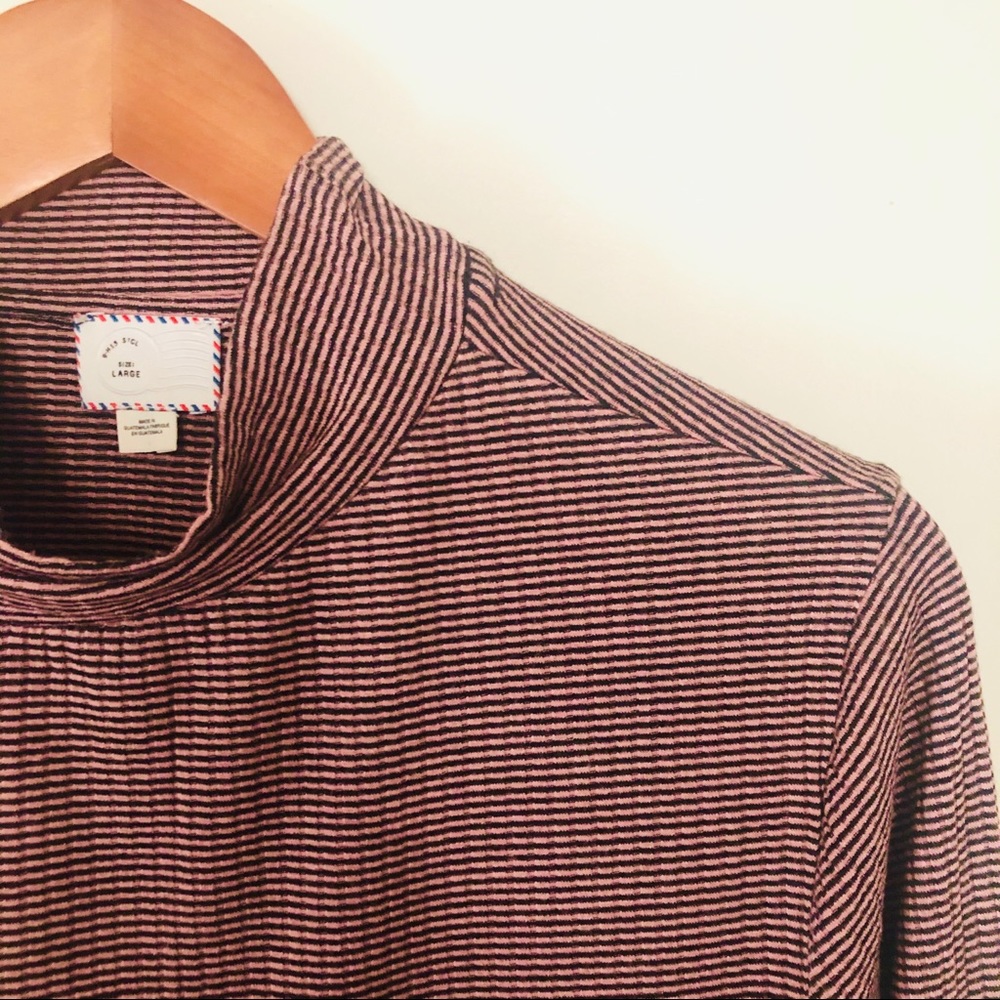 Anthropologie Postcard Micro-Stripe Mock-Neck